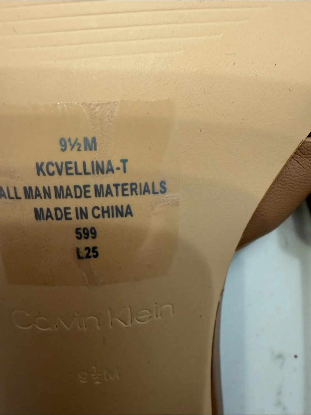 Calvin Klein Vellina Tan Leather Knot Strap Slide Mules 9.5